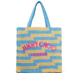 JIMMY CHOO Embroidered Raffia Tote NWOT